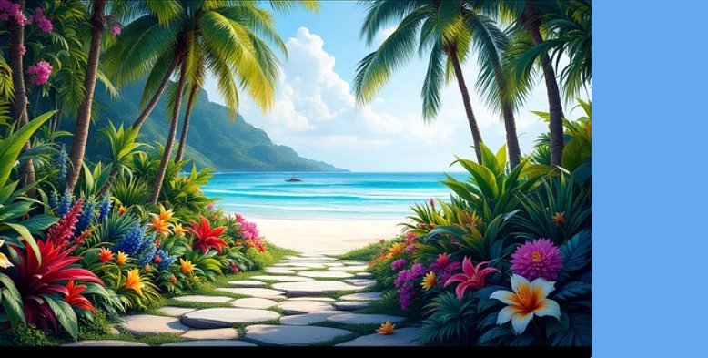 Allée tropicale fleurie — cadre naturel exceptionnel